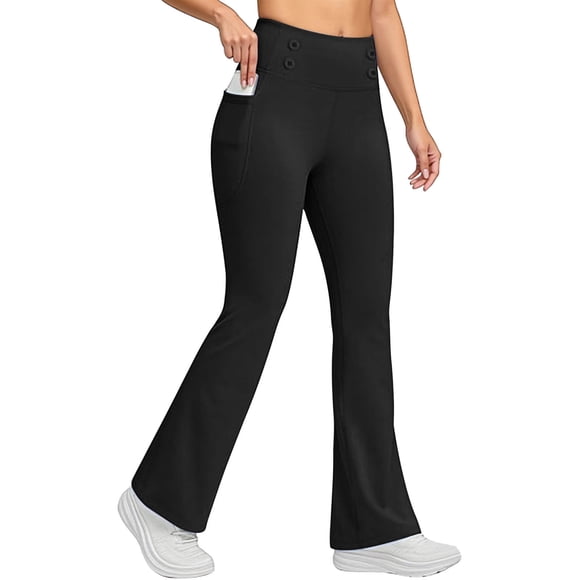 HAiming Womens Yoga Leggings Flare Pants with Side Pockets High Waisted Trouser for Workout Running Gym Athletic