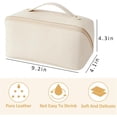 thumbnail image 4 of Bolsa de maquillaje, bolsa de cosméticos de viaje, organizador de maquillaje portátil, bolsa de maquillaje de cuero PU impermeable, bolsa de aseo para mujer blanca, 4 of 5