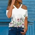 thumbnail image 1 of ICHUANYI Clearance Women Fashion Summer Sexy Printed Regular Starpless Mesh Short Sleeves V Neck Top(White, S) ICHUANYI WER2023080812953, 1 of 5