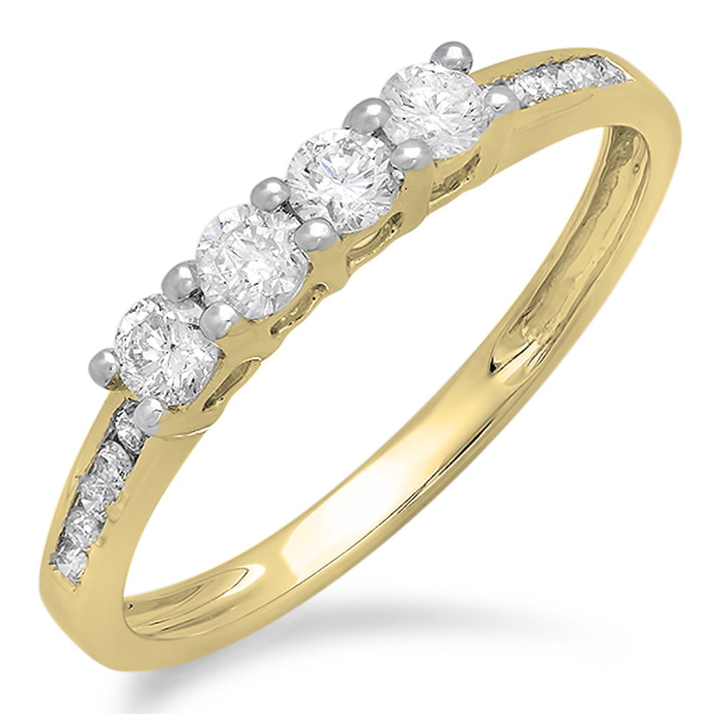 Yellow Gold Dazzlingrock Collection 14K Round Gemstone & White Diamond Ladies Anniversary Wedding Band