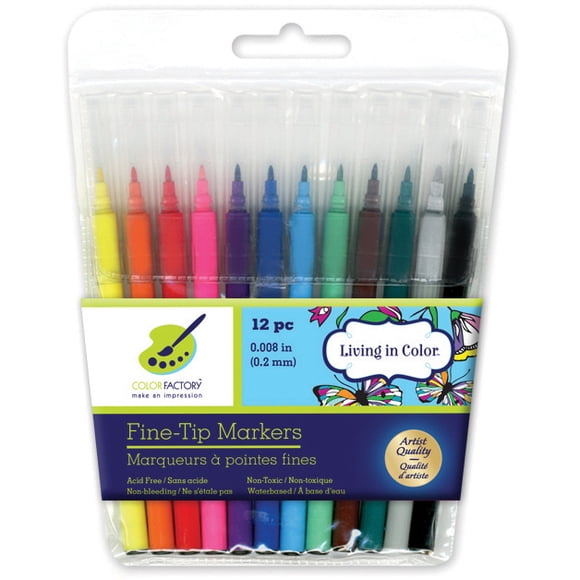Color Factory Living In Color Markers .2mm Fine Tip 12/Pkg-Multicolor - PA470