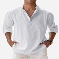 thumbnail image 1 of Chemise Décontractée en Lin pour Homme à Boutons, Manches Courtes, Chemise de Plage, 1 of 3