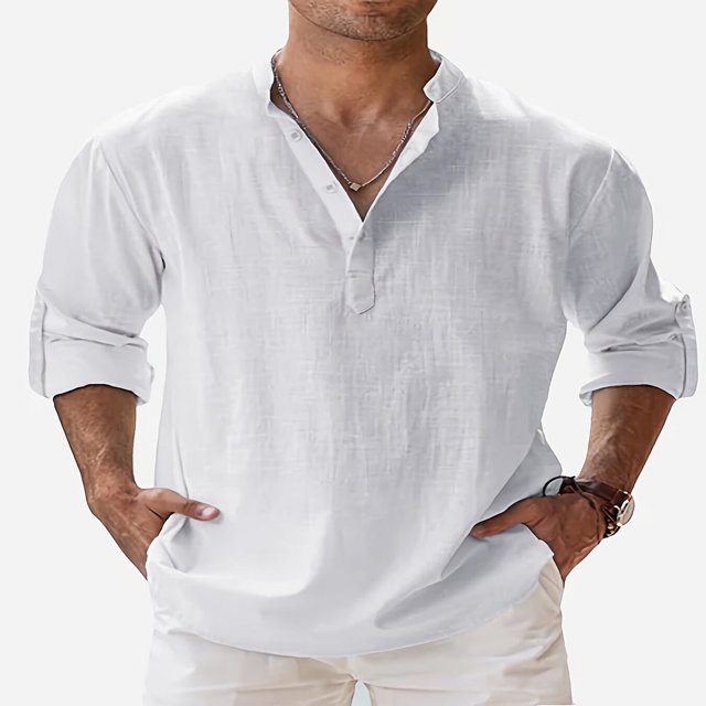 Chemise Décontractée en Lin pour Homme à Boutons, Manches Courtes, Chemise de Plage