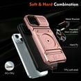 thumbnail image 6 of Designed for iPhone 15 Plus Case Hidden with Card Holder & 360 Ring Stand/Kickstand, Hard PC + Soft TPU [Drop Protection] Heavy Duty Rugged Protective Cover For iPhone 15 Plus, Rosegold, 6 of 7