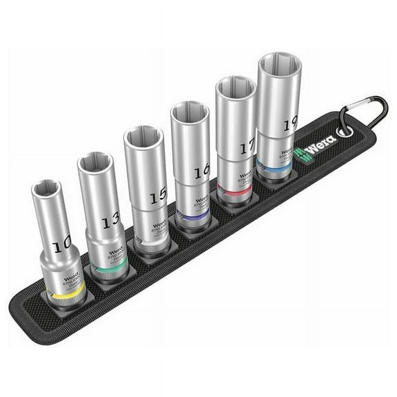 Wera 004565 Belt C 1/2" Deep Metric Socket Set on Belt, 6 Pieces