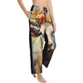 thumbnail image 2 of Balery Oil Painting Flower Cow print Women's Pajama Pants,Ultra Lightweight Pjs,Lounge Pant-Small, 2 of 9