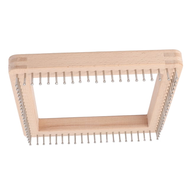 Mini Square Knitting Machine Solid Wood Board Multiple Non Detachable Hooks for Weaving Mat, Scarf, Hat, Blanket, Sock