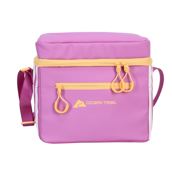 Ozark Trail Small Coated Cooler with Removable Hardliner, 6 Can Capacity, Summer Vibes Collection, Bright Pink