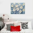 thumbnail image 5 of Feiri  Floral Canvas Wall Art Painted Blue and White Heavy Textured Painting Modern Abstract Flower Pictures Contemporary Artwork for Living Room Bedroom Office Decoration 20x16in, 5 of 6