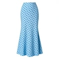 thumbnail image 6 of Womens Polka Dot Maxi Skirt Summer Elastic High Waisted A Line Flowy Fishtail Elegant Long Skirts Light Blue, 6 of 6