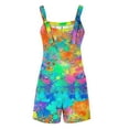 thumbnail image 3 of DDAPJ pyju Womens Suspender Jumpsuits Shorts 2024 Fashion Tie Dye Print Sleeveless Short Overalls Loose Casual Wide Leg Rompers with Pockets monos elegantes cortos para mujer Multicolor#1 L, 3 of 5