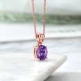 thumbnail image 4 of Gem Stone King 3.24 Ct Oval Purple Amethyst White Topaz 18K Rose Gold Plated Silver Pendant, 4 of 4