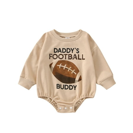 

PDYLZWZY Toddler Baby Girls Boys Sweatshirt Rompers Rugby Letter Printed Long Sleeve Jumpsuit Sweatshirt Khaki 12-18 Months