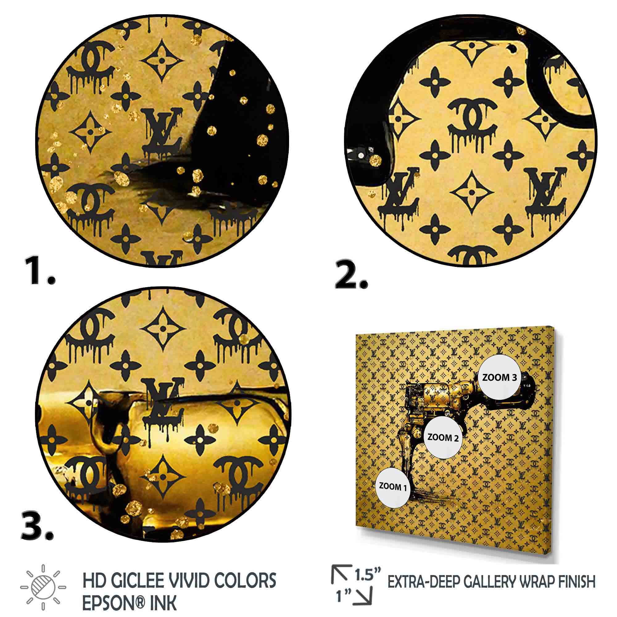 Designart Gold Designer Pistol III Canvas Wall Art
