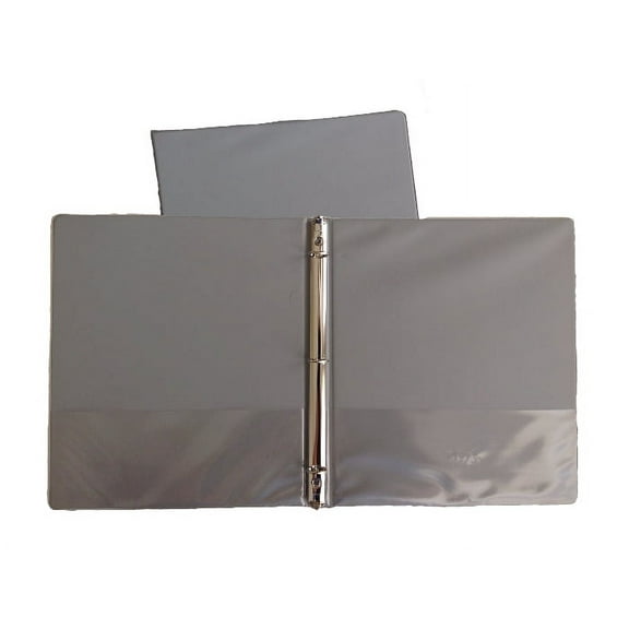 Gray Vinyl Standard 3-Ring Binders, 1/2-Inch, for 8.5" x 11" Sheets, with Inside Pockets, 2-Pack