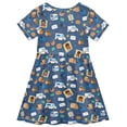thumbnail image 2 of FORMRS Girls Short Sleeve Dress Summer Casual Round Neck A-line Beach Sundress, Sizes 2T-8T, Cartoon Mail Truck Pattern, 2 of 8
