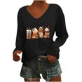 thumbnail image 2 of Qertyioot Christmas Chandail en Molleton pour Femmes Mode Décontractée Manches Longues Col en V Pull, 2 of 5