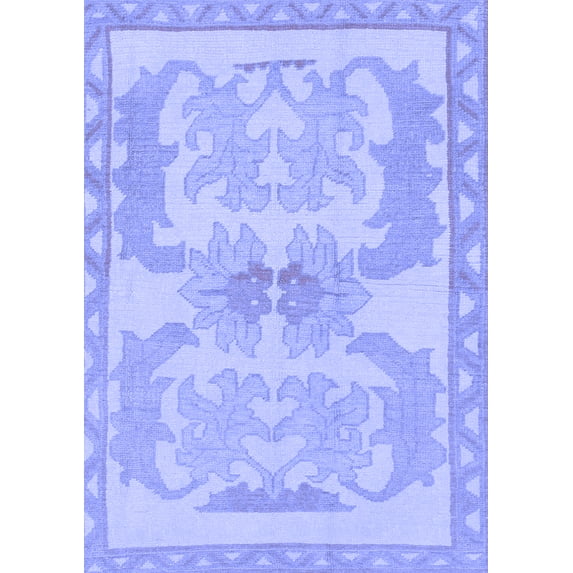 Ahgly Company Machine Washable Indoor Rectangle Abstract Blue Modern Area Rugs, 7' x 9'