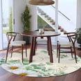 thumbnail image 3 of Round Area Rugs Collection 8 Ft, Spring Floral Daisy Non-Slip Residential Carpet, Eucalyptus Leaves Watercolor Botanical Indoor Crawling Mats Runner Rugs for Living Room/Dining Room/Bedroom, 3 of 8