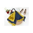 thumbnail image 5 of INSPIRE CHIC Women Contrast Color 35" Large Scarf Satin Silky Square Head Wrap Bandanas Navy Blue Yellow 90x90cm/35.4x35.4", 5 of 6