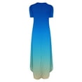 thumbnail image 5 of Ayolanni Dresses for Women 2025 Party Vacation V-Neck Blue Ombre Short Sleeve Maxi Dresses Girls Dresses L, 5 of 5