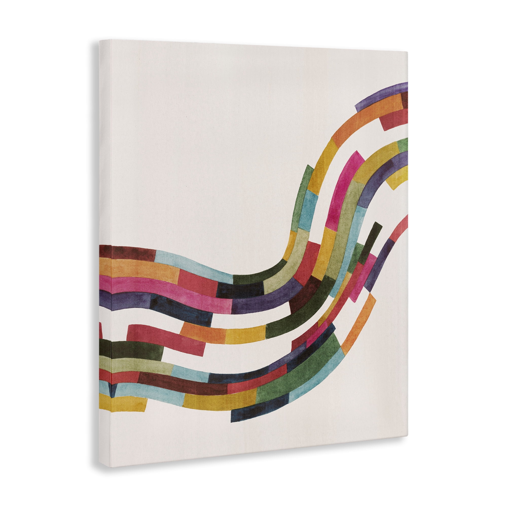 Stupell Industries Curved Geometric Wave Abstract Painting Gallery Wrapped Canvas Art Print Wall Art, 30 x 40