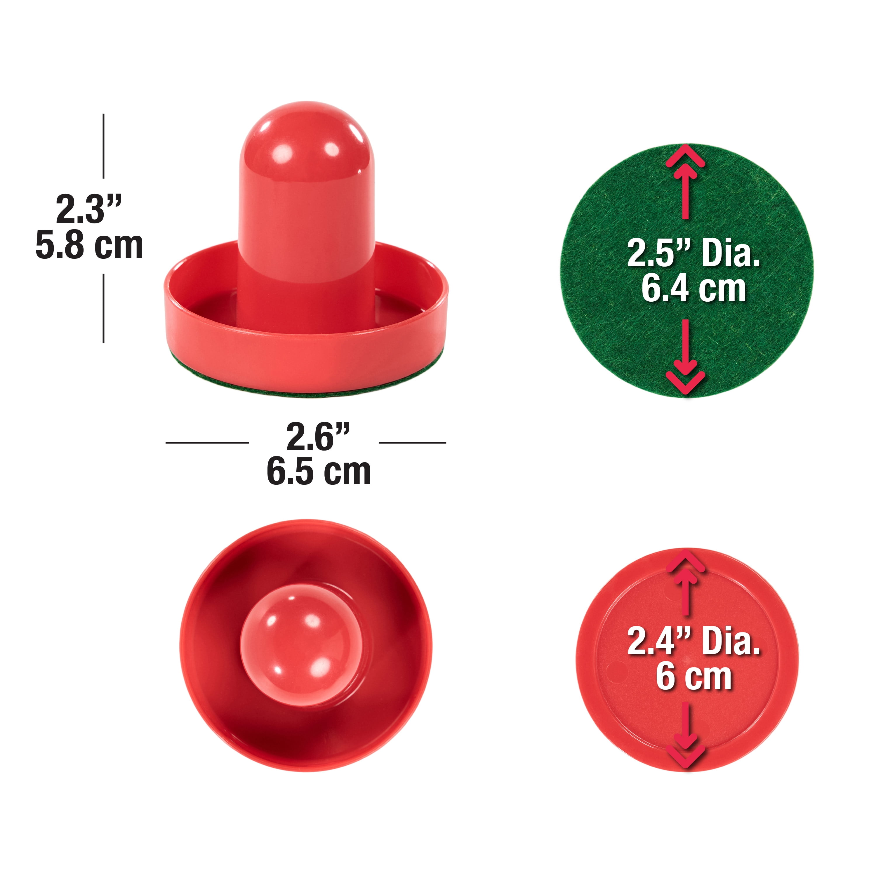 MD Sports Air Hockey Accessories Set 4 Pushers Red Black, 8 Red Pucks, 8 Green Pads, Fits 48 to 54 in Tables, Durable Plastic Smooth Play