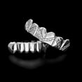 thumbnail image 2 of The Bling Factory 14k White Gold Plated Diamond-Cut Removable Top & Bottom Teeth Grillz Set, 2 of 6