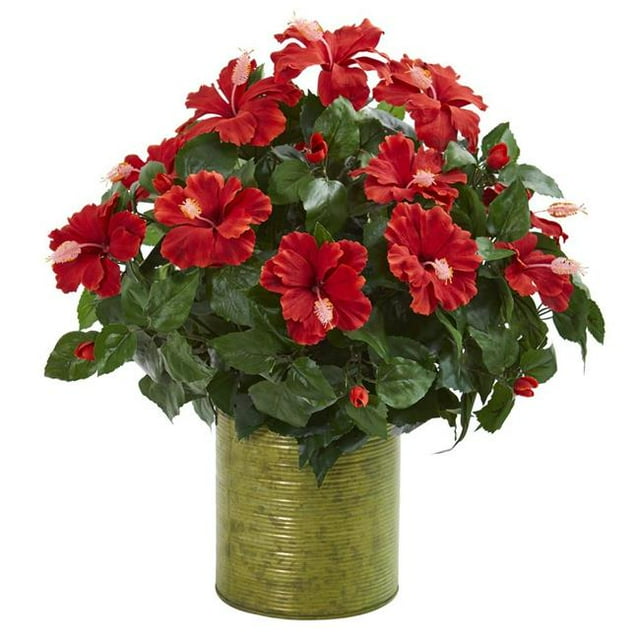 Nearly Natural 8178 Hibiscus Artificial Plant in Metal Planter
