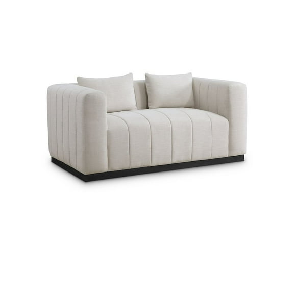 Meridian Furniture Lucia Beige Linen Textured Fabric Loveseat
