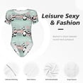 thumbnail image 4 of KLL Women 's Crew Neck Bodysuit Jumpsuits Cute Panda Print Short onesies Stretch T Shirts, 4 of 7