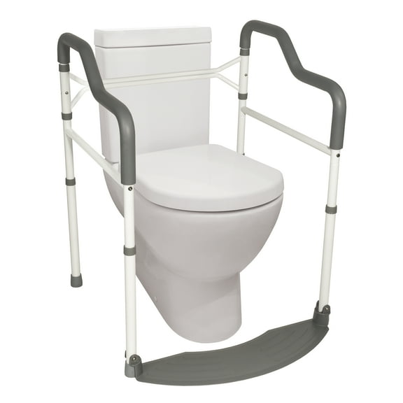 Stander Wonder Toilet Safety Rails for Seniors, Adjustable Detachable Toilet Frame with Padded Handles for Elderly Adults, Foldable Handicap Support Rail with Footrest, Fits any Toilets