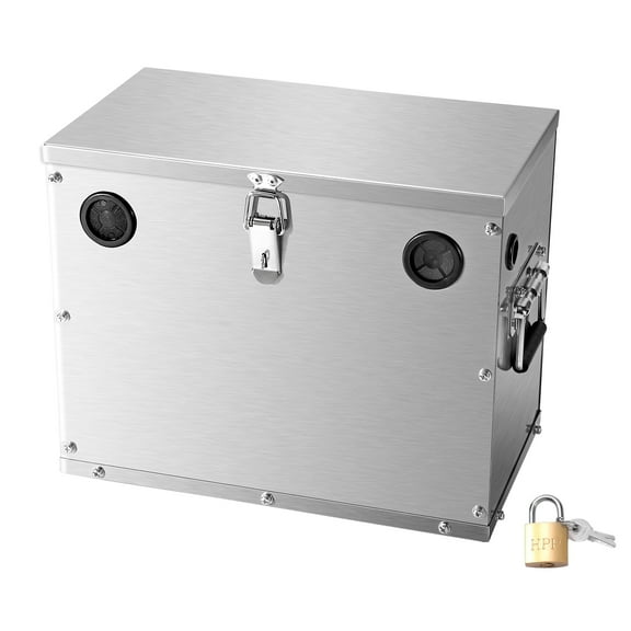 VEVOR Battery Box, Group 24/31 Trolling Motor Battery Box, Marine Batteries Case with Lock, Handles and Rubber-Grommet Cable Holes, Stainless Steel Shell, Suitable for Cars, Boats & Trolling Motors