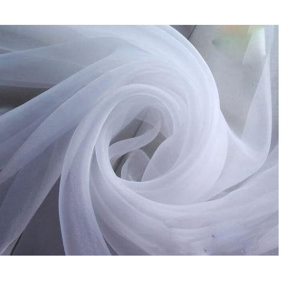 60" Wide (5ft Wide) x 5 Yards Roll - Sheer Chiffon Fabric - Perfect for Draping Panels and Masking for Weddings & Events (White)
