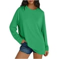 thumbnail image 3 of Oversized Womens Long Sleeve Shirts Casual Loose Crewneck Tshirts Tunic Tops Cute Y2K Basic Tees, 3 of 7