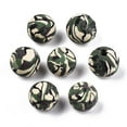thumbnail image 3 of Handmade Polymer Clay Beads Camouflage Style Round Sea Green 8-9mm Hole: 1-1.5mm, 3 of 3