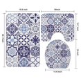 thumbnail image 3 of Blue Ethnic Geometric Patchwork Pattern Bathroom Rugs Sets 3 Piece,Toilet Cover Set,Absorbent Non Slip Bathroom Mats Sets with U-Shaped Contour Rug Toilet Rug Set, 3 of 5