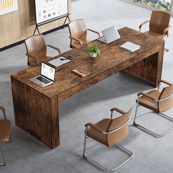 Tribesigns78.74-inch Extra Long Conference Table, Large Meeting Table with Spacious Worktop, for Office Conference Room, Easy Assembly, Vintage Brown