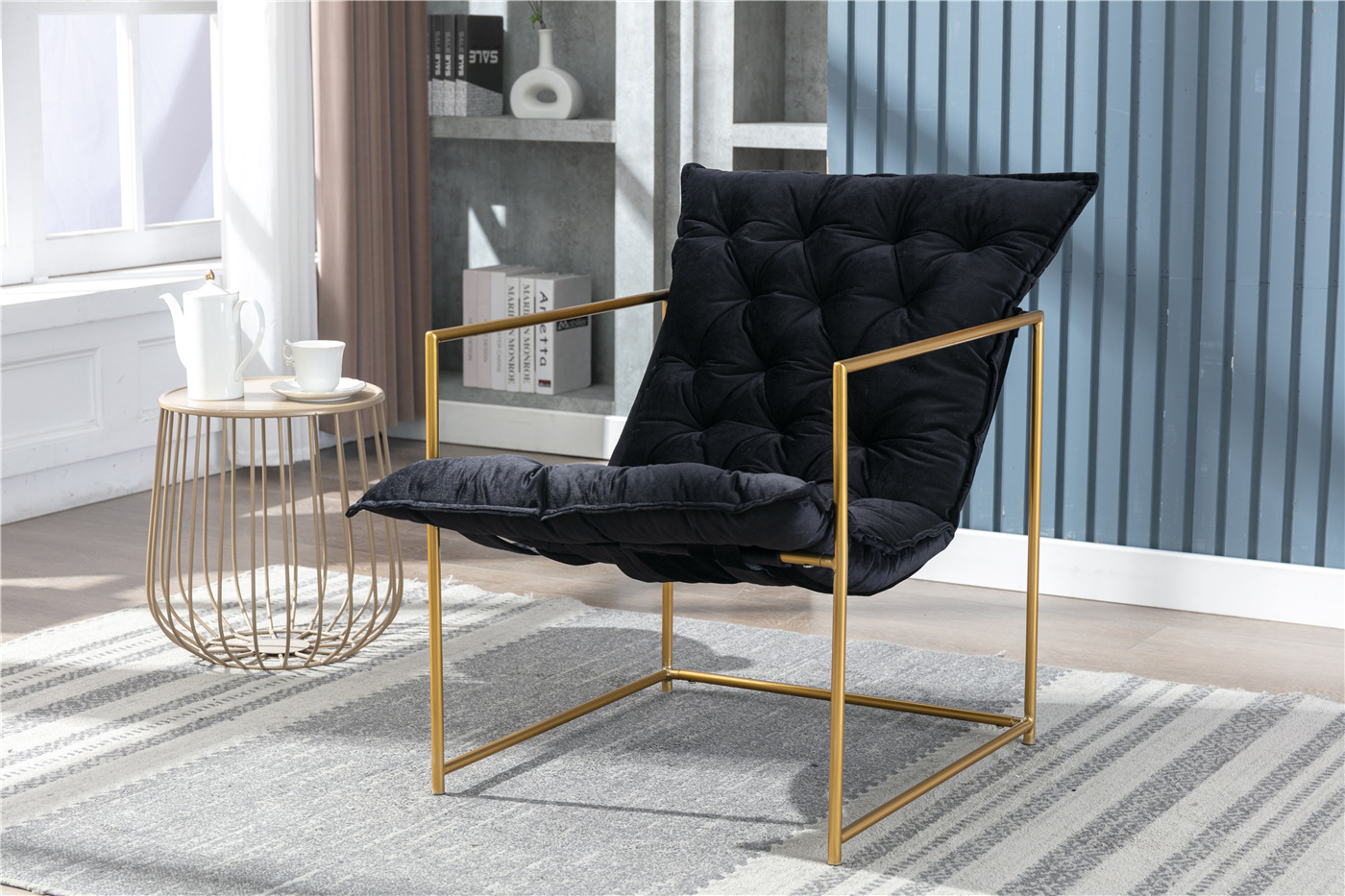 Accent Chair, Modern Lounge Armchair with Open Metal Frame, Comfy ...