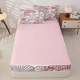 thumbnail image 4 of Erosebridal Nautical Seashell Zipper Twin Comforter Sets with Fitted Sheet and 2 Pillowcases,Vintage Sketch Fish Zipper Bedding Set,Pink Grey White,Pink Reversible, 4 of 6