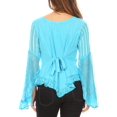 thumbnail image 2 of Sakkas Marga Womens Button Down Long Sleeve Top Blouse Shirt Lace Solid Simple - Turquoise - XXL, 2 of 5