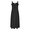 thumbnail image 6 of GaThRRgYP Women's Round Neck Summer Dress-Sleeveless and Trendy,Women's Casual Split Drawstring Dress with Straps Black XL, 6 of 8