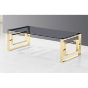 Best Master Mallory Stainless Steel and Smoked Glass Coffee Table in Gold