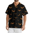 thumbnail image 5 of Domuza Scrub Top Men Plus Size V-Neck Short Sleeve Spooky Horror Print Carer Top Soft Comfort Stretch Working Uniform with Chest Pockets Black 5XL, 5 of 5