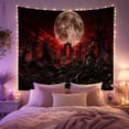 thumbnail image 2 of Cemetery With Full Moon And Red Clouds, Spooky Gothic Style for Gothic Decor Fans, Halloween Wall Art, Halloween Gift Tapestry Wall Hanging for Bedroom and Dorm, 2 of 7