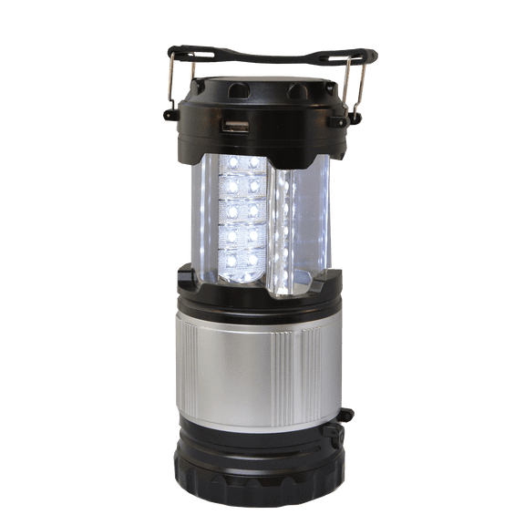 GoGreen Power 30 LED Indoor/Outdoor Solar Rechargeable 300 Lumen Lantern - Silver