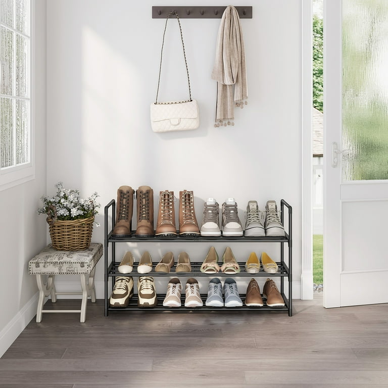 One Pix 3-Tier Shoe Rack, Metal Shoe Organizer Holds 12-15 Pairs