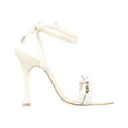 thumbnail image 2 of Schutz Rainah White Nappa Leather Buckle Ankle Braided Chain Straps Heel Sandals (Eggshell, 5), 2 of 4