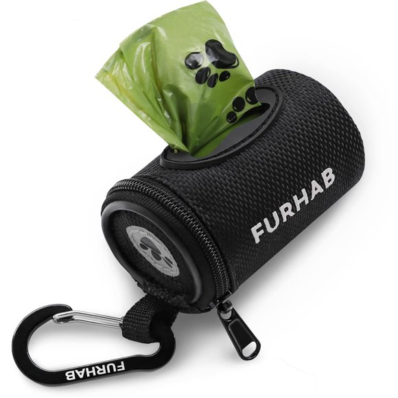 Soporte para excrementos de perro FURHAB para correa con 1 rollo de bolsas