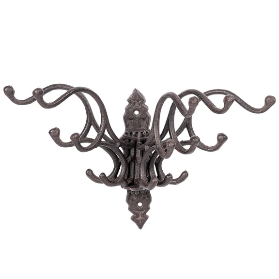 Sungmor Heavy Duty Swivel Cast Iron Wall Hooks,Vintage Brown Coat Hanger Rack for Keys,Hats and Bags - Farmhouse Wall-Mounted Hooks